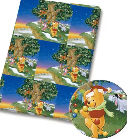 Winnie the Pooh Christmas polyCotton Fabric Half Yard (18” x 55”)