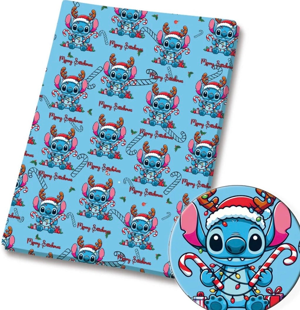 Disney Stitch Alien Christmas Polycotton fabric - Half Yard (18” x 55”) 41709