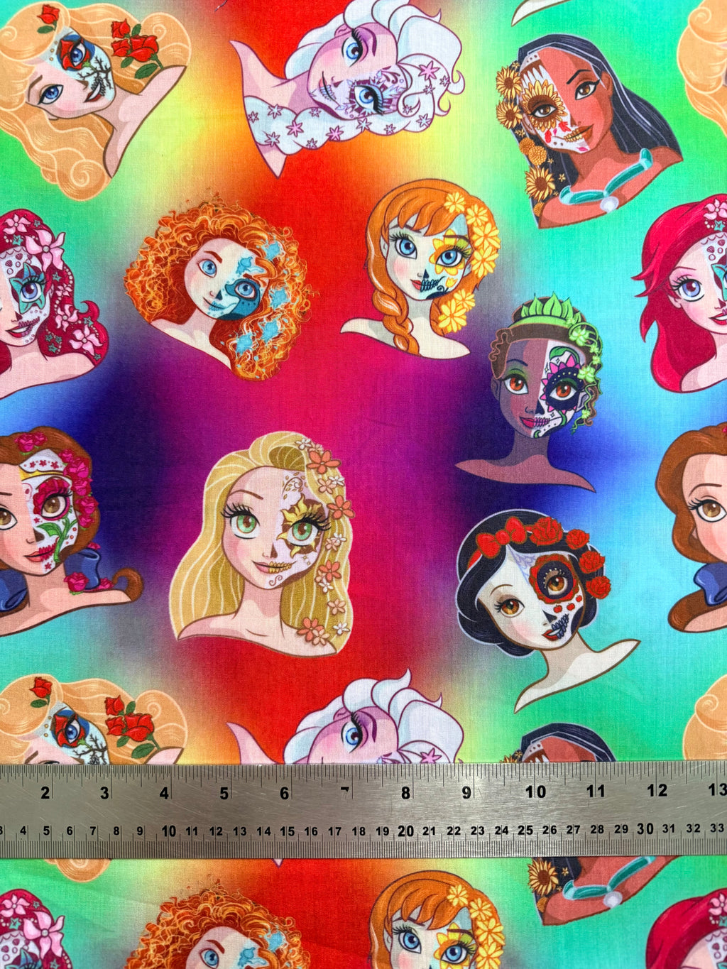 Sugar Skull Princess polyCotton Fabric - Half Yard (18” x 55”)