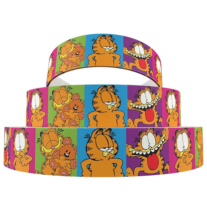 Retro Orange Cartoon Cat Grosgrain Ribbon 1221664