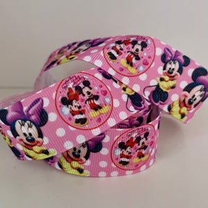 Pink Polka Mickey and Minnie Grosgrain Ribbon