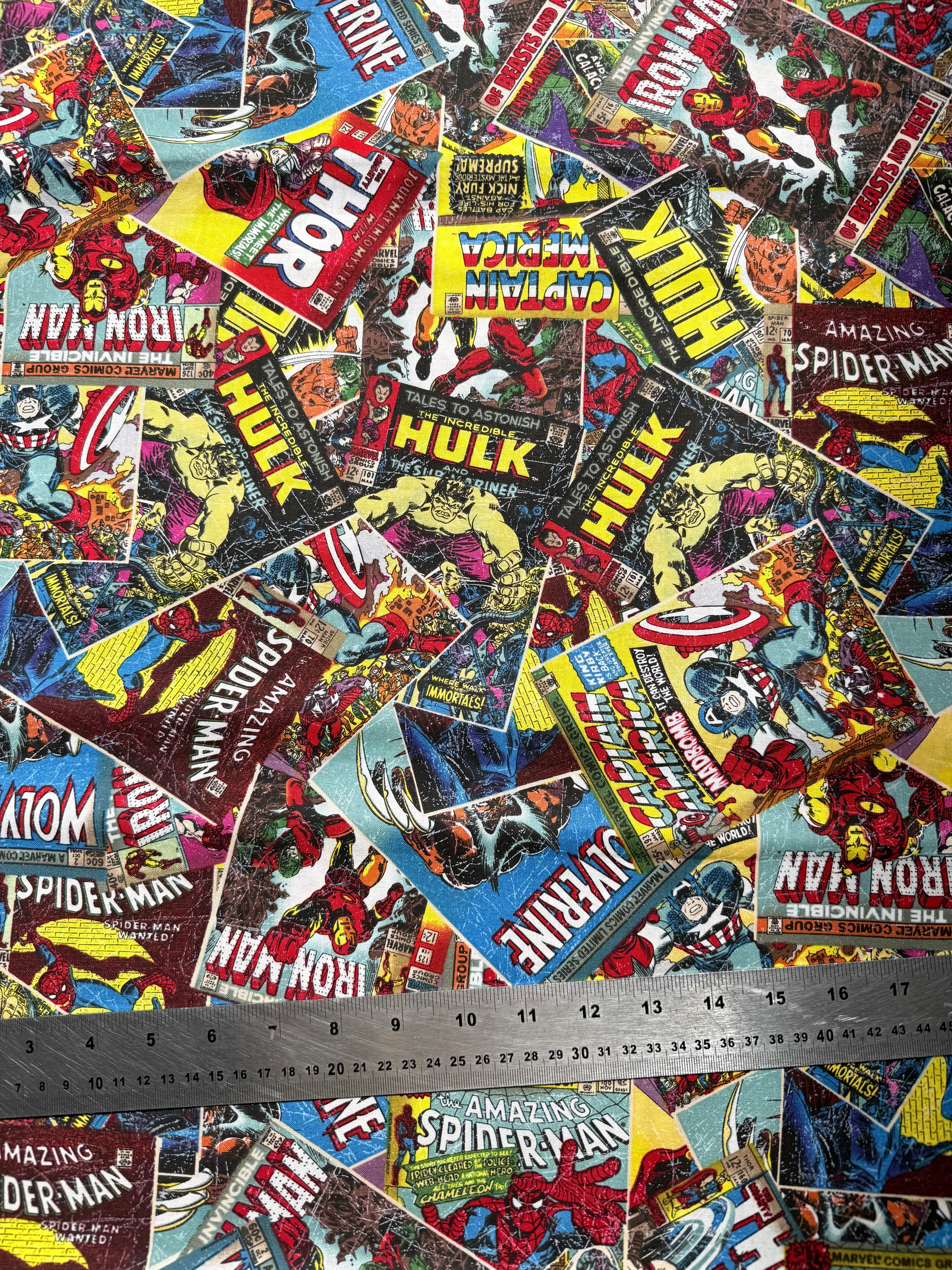 Marvel Avengers Superhero Comic Covers Cotton Fabric - Half Yard (18” x 55”)