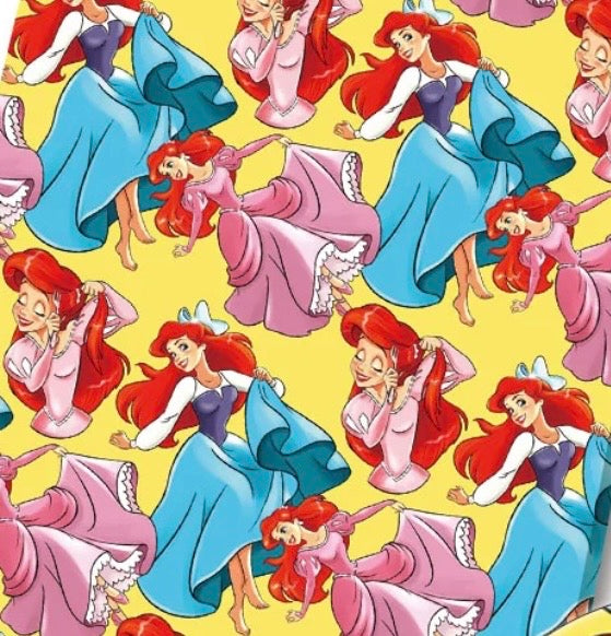 Disney Little Mermaid Princess Ariel Flounder Polycotton Fabric - Half Yard (18” x 55”) 37477
