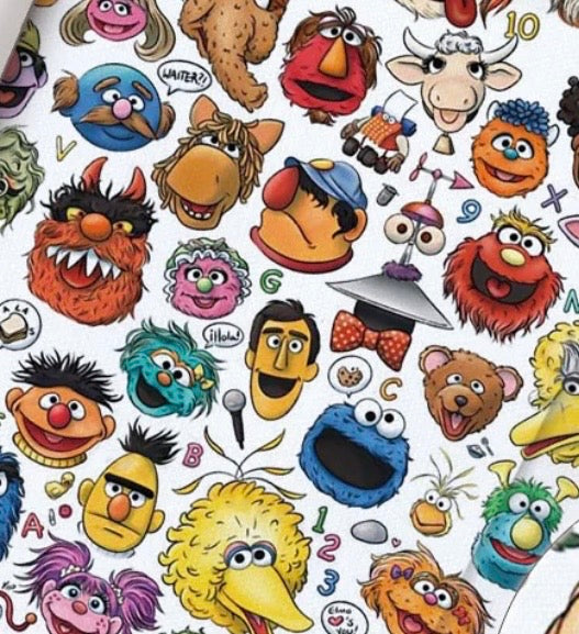 Sesame Street Muppets Elmo Big Bird Character Polycotton Fabric - Half Yard (18” x 55”) 44303