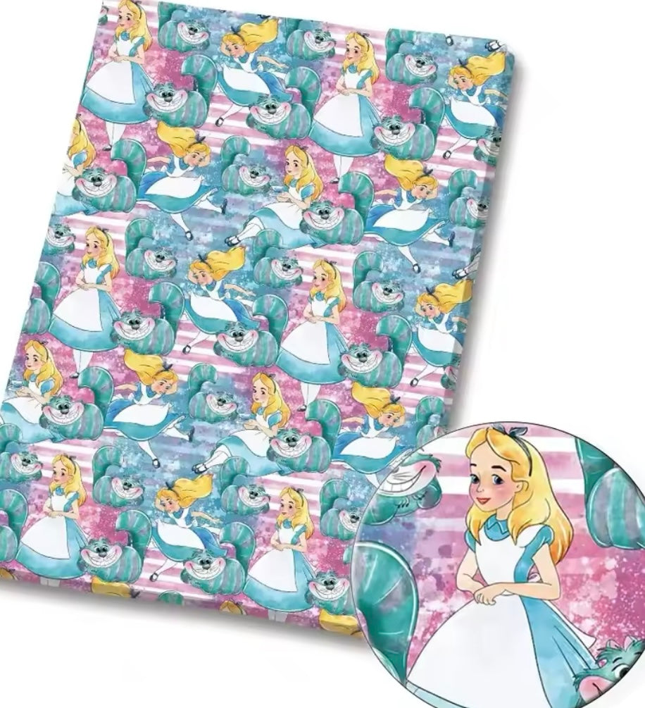 Alice in Wonderland polyCotton Fabric Half Yard (18” x 55”)