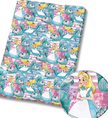 Alice in Wonderland polyCotton Fabric Half Yard (18” x 55”)