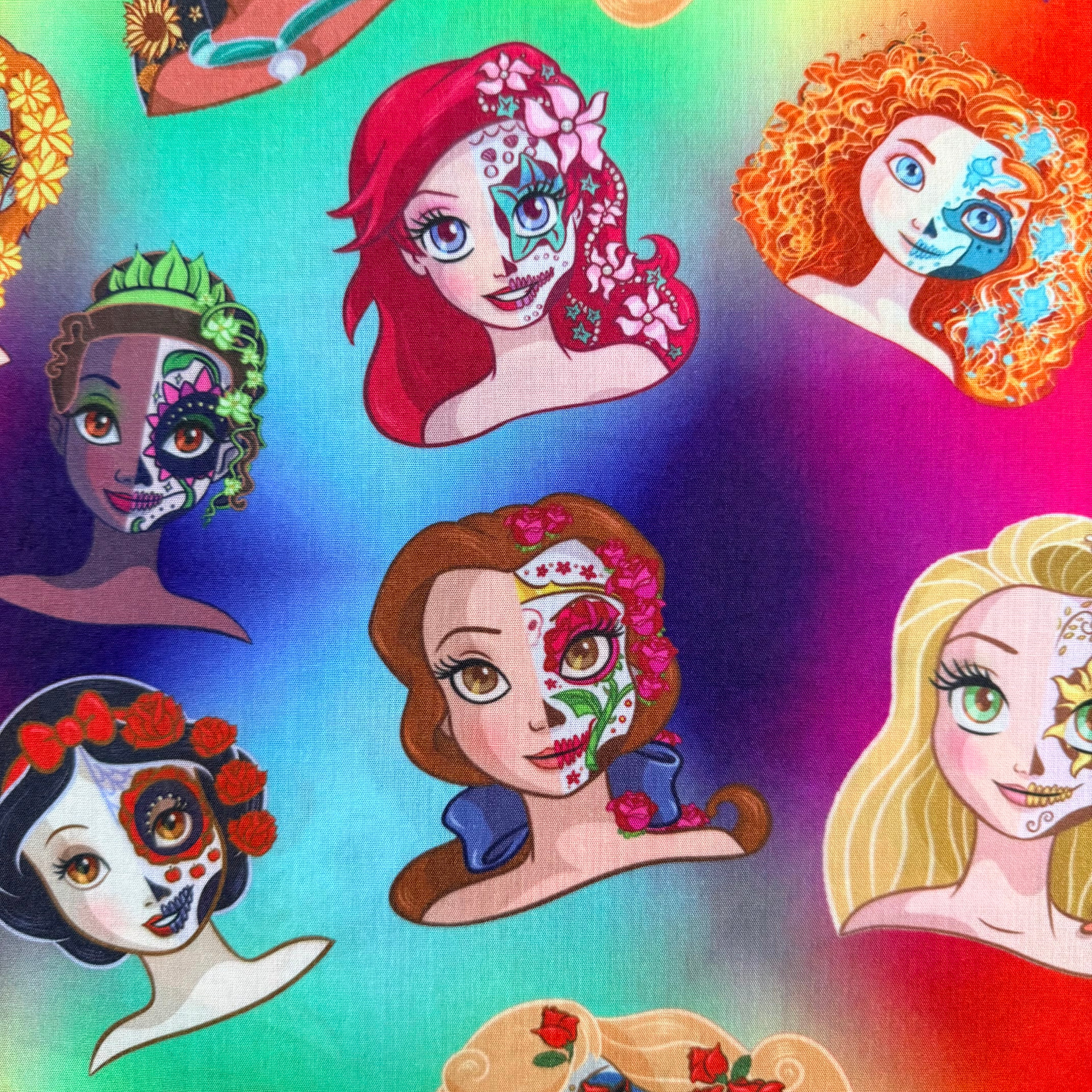 Sugar Skull Princess polyCotton Fabric - Half Yard (18” x 55”)
