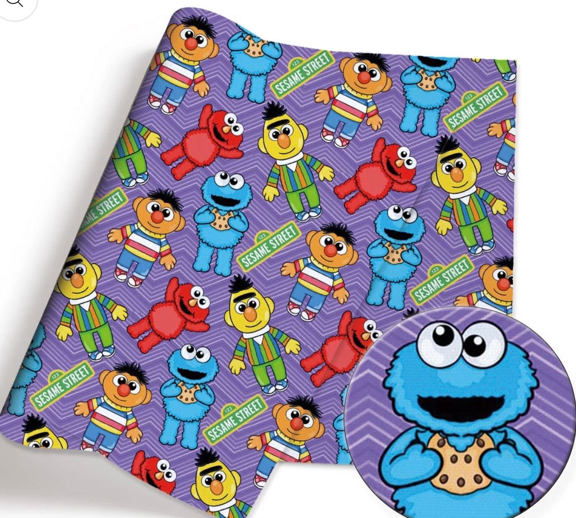 Sesame Street Muppets Elmo Big Bird Character Polycotton Fabric - Half Yard (18” x 55”) 44296