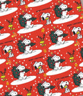 Snoopy Peanuts Woodstock 1980s character dog Christmas Polycotton Fabric - Half Yard (18” x 55”)14255