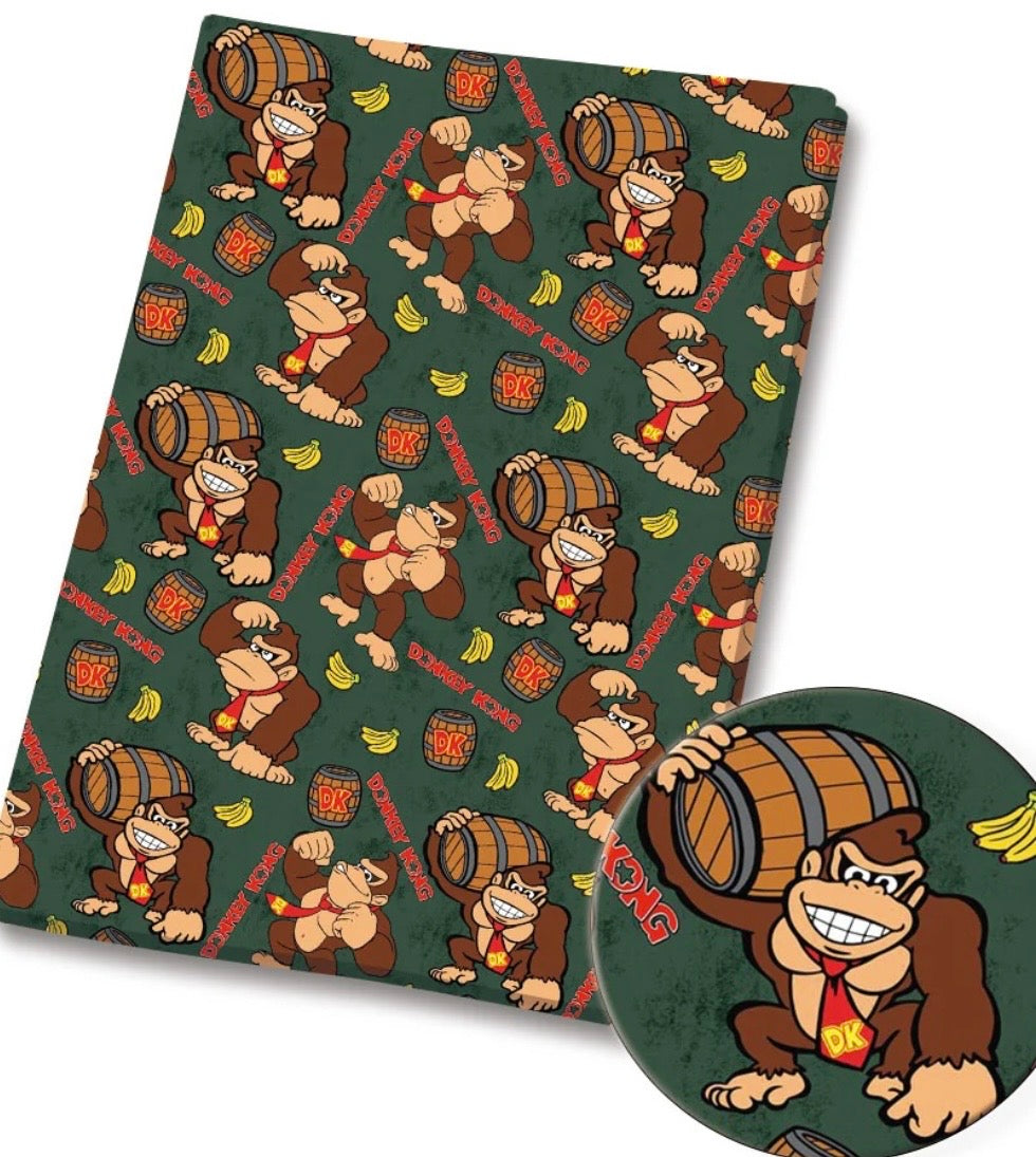 Super Mario Donkey Kong game Polycotton Fabric - Half Yard (18” x 55”) 34436