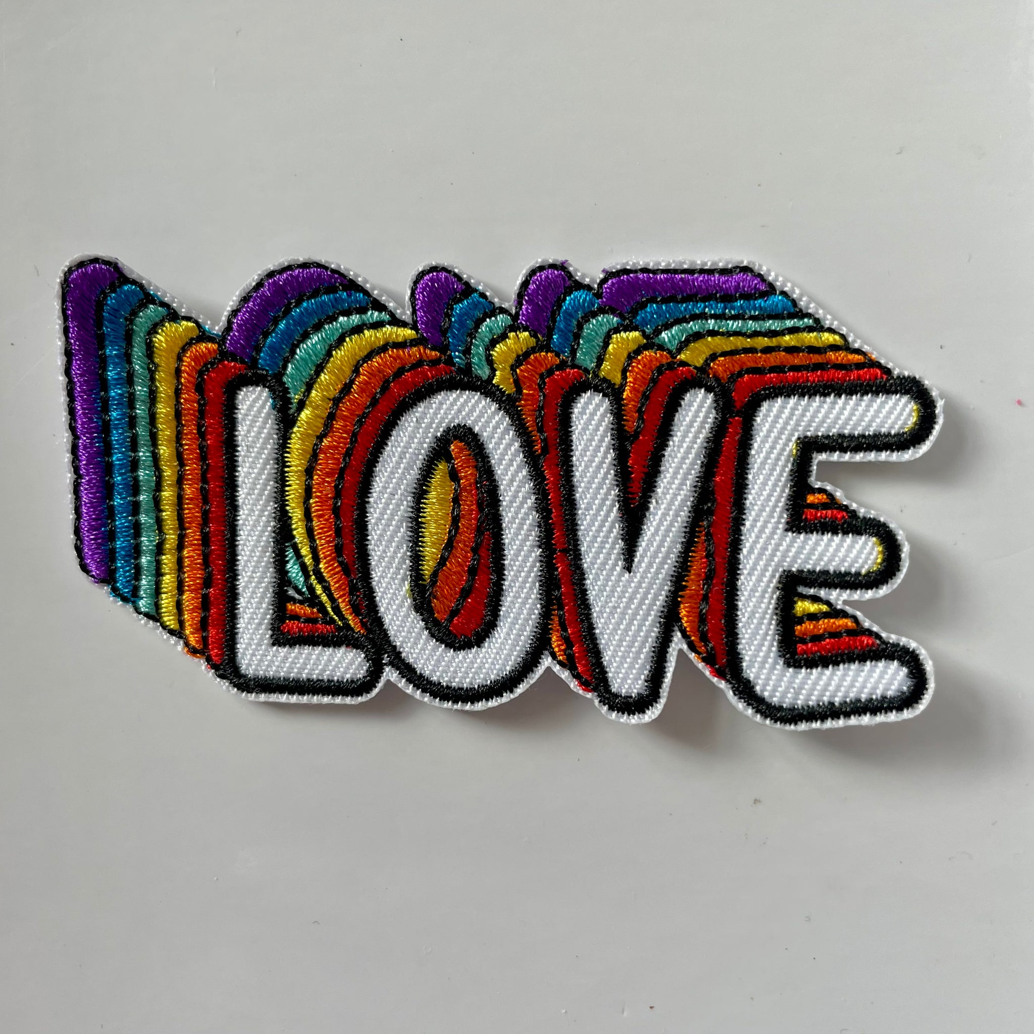 Retro Rainbow Love  Embroidered Patch