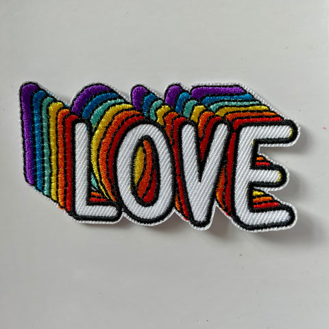 Retro Rainbow Love  Embroidered Patch