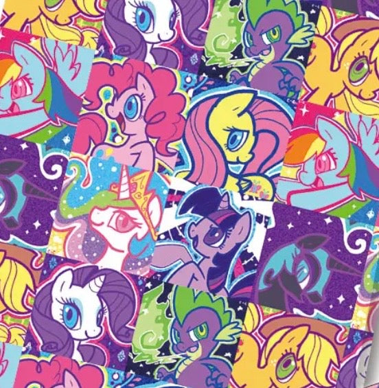 My Little Pony Cartoon Pinky Pie Rarity character Polycotton Fabric - Half Yard (18” x 55”) 35142