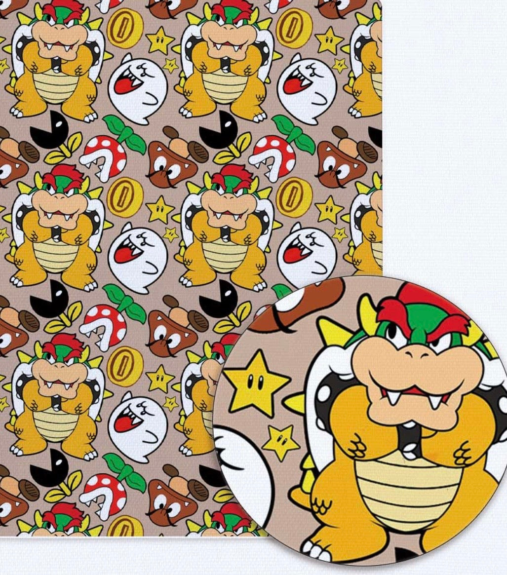 Super Mario Bowser game Polycotton Fabric - Half Yard (18” x 55”) 33117