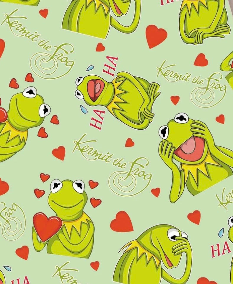Muppets Kermit the Frog Character Polycotton Fabric - Half Yard (18” x 55”) 15286