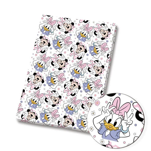 Polka Dot Mouse and Fancy Girl Duck Polycotton Fabric - Half Yard (18” x 55”) 86121