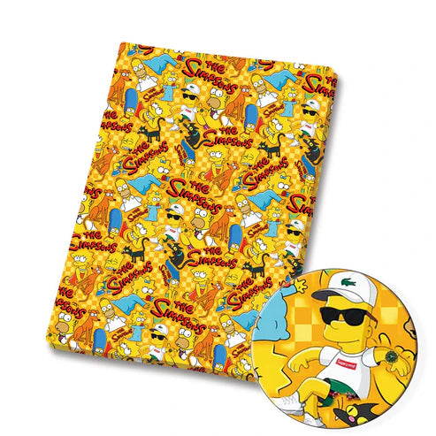 Yellow Cartoon Family Polycotton Fabric - Half Yard (18” x 55”) 5192