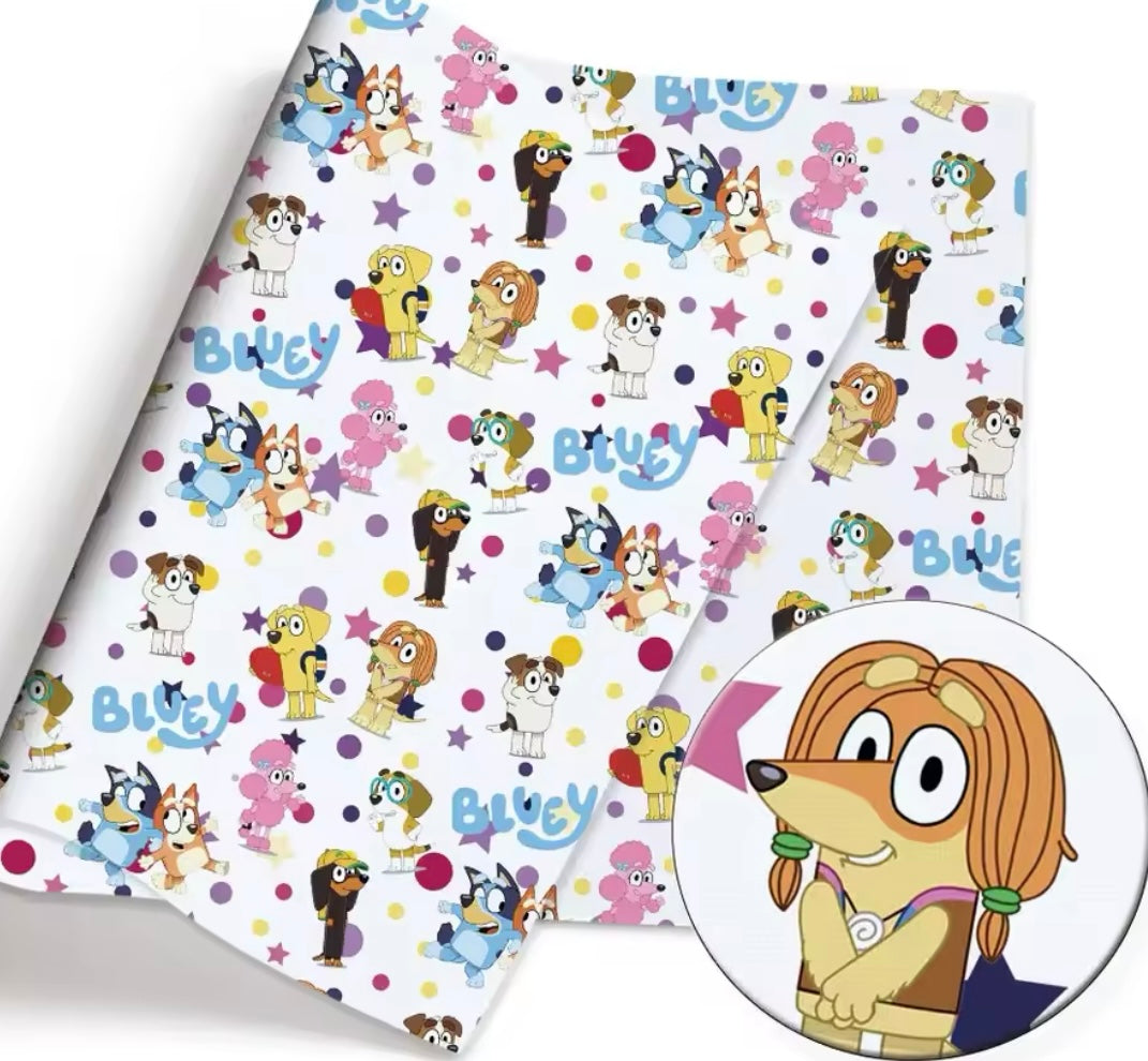 Bluey polyCotton Fabric Half Yard (18” x 55”)