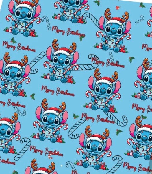 Disney Stitch Alien Christmas Polycotton fabric - Half Yard (18” x 55”) 41709