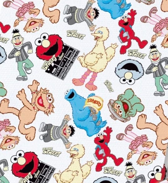 Sesame Street Muppets Elmo Big Bird Character Polycotton Fabric - Half Yard (18” x 55”) 1648