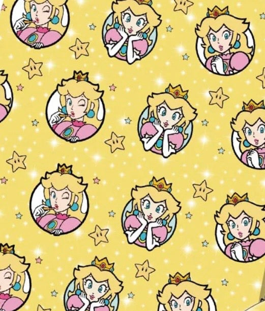 Super Mario Princess Peach game Polycotton Fabric - Half Yard (18” x 55”) 38890