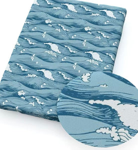 Sea ocean waves polyCotton Fabric Half Yard (18” x 55”)