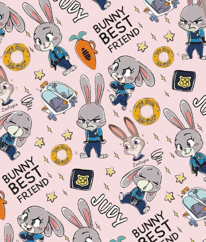 Disney Zootopia Zootropolis Judy Hopps Polycotton Fabric - Half Yard (18” x 55”) 14549