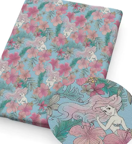 Little Mermaid polyCotton Fabric Half Yard (18” x 55”)