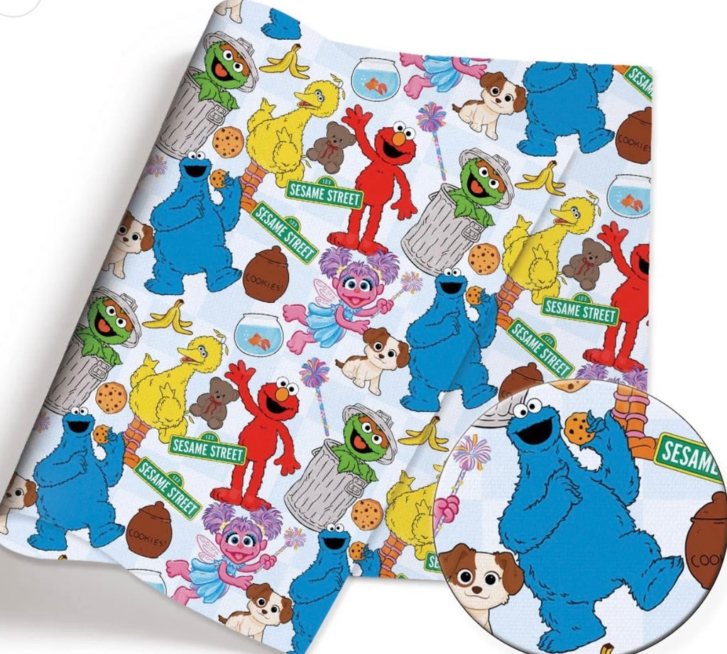Sesame Street Muppets Elmo Big Bird Character Polycotton Fabric - Half Yard (18” x 55”) 48034