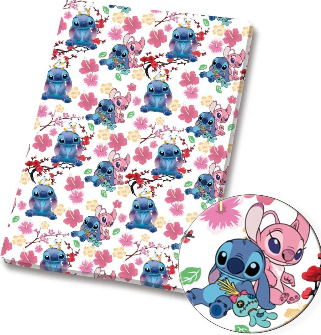 Disney Stitch Angel Scrump Alien character Polycotton Fabric - Half Yard (18” x 55”) 82896