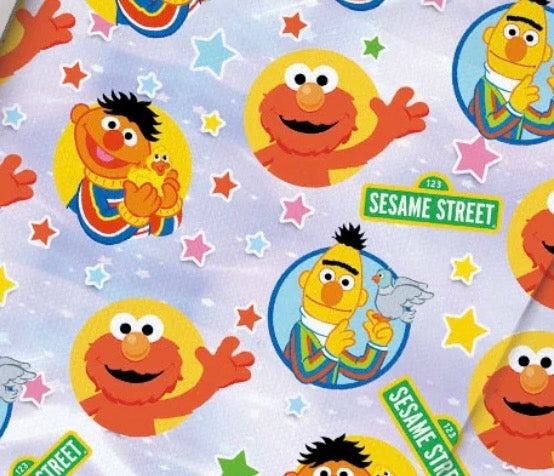 Sesame Street Muppets Elmo Bert Ernie Character Polycotton Fabric - Half Yard (18” x 55”) 11717