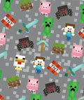 Minecraft Pixel Blocks game Creeper TNT Character Polycotton Fabric - Half Yard (18” x 55”) 36159
