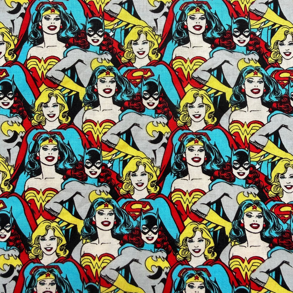 DC Comics Wonder Woman Supergirl Cotton Fabric - Half Yard (18” x 55”)