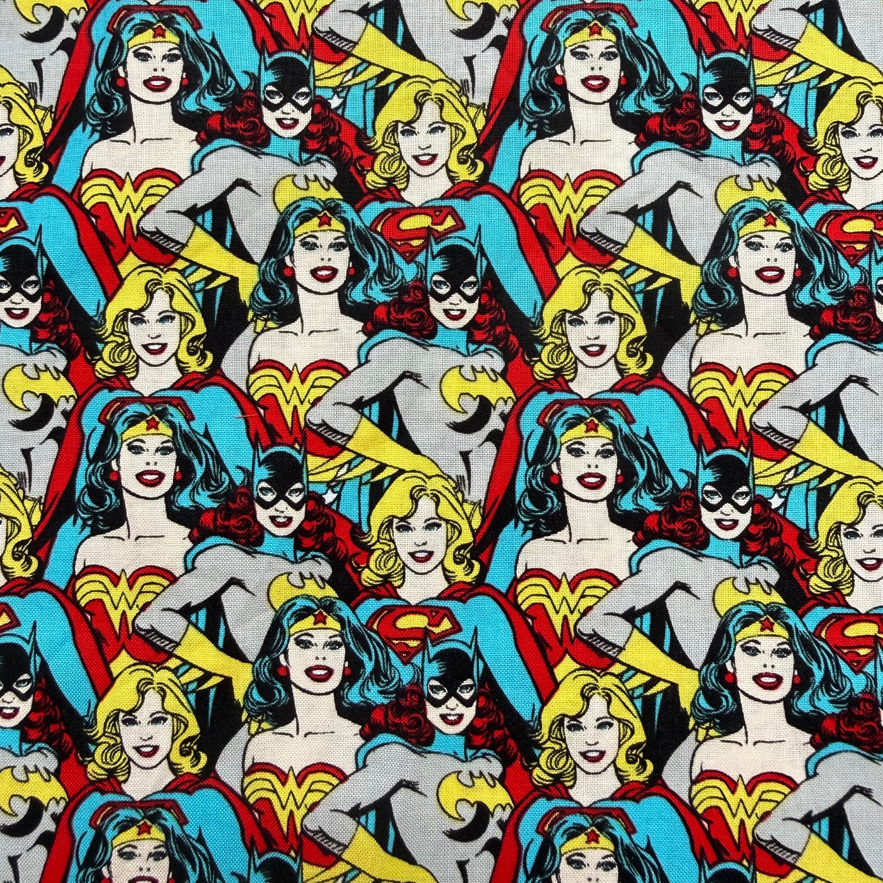 DC Comics Wonder Woman Supergirl Cotton Fabric - Half Yard (18” x 55”)