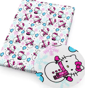 Hello Kitty Snowman polyCotton Fabric Half Yard (18” x 43”)