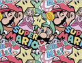 Super Mario Luigi Toad Bowser Princess Peach game Polycotton Fabric - Half Yard (18” x 55”) 33120