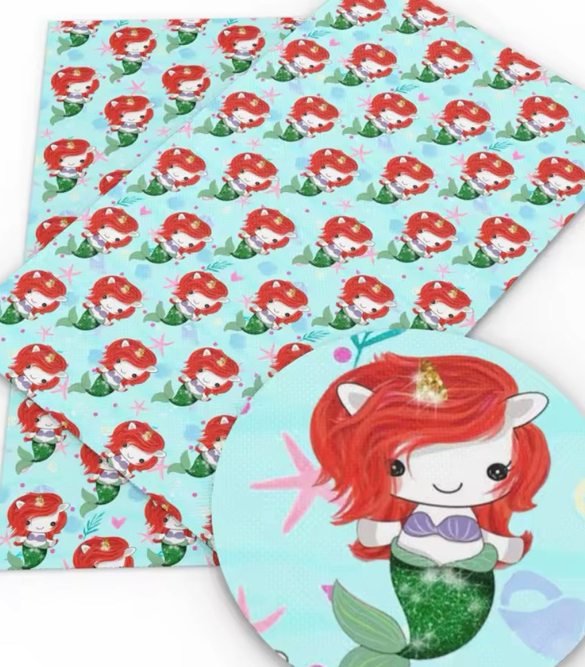 Little Mermaid Unicorn polyCotton Fabric Half Yard (18” x 55”)