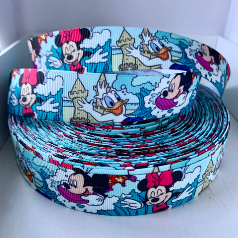 Mickey, Minnie and Donald Beach Grosgrain Ribbon