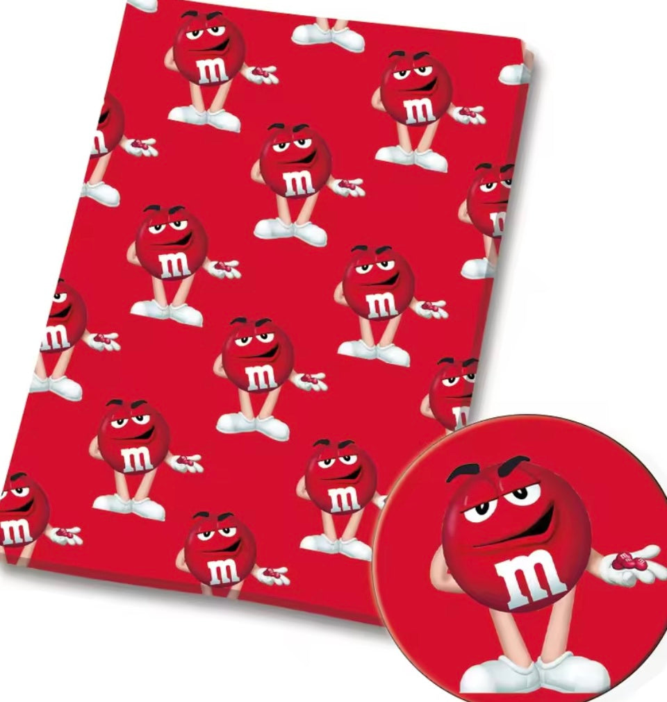 Red M & M's polyCotton Fabric Half Yard (18” x 55”)
