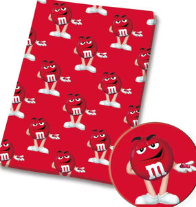 Red M & M's polyCotton Fabric Half Yard (18” x 55”)