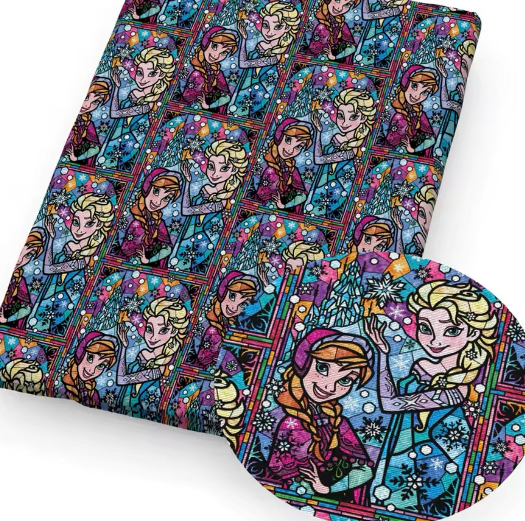 Frozen Stained Glass polyCotton Fabric Half Yard (18” x 55”)