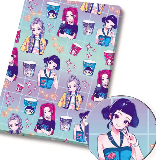 KPop Demon Hunters Huntrix polyCotton Fabric Half Yard (18” x 55”)