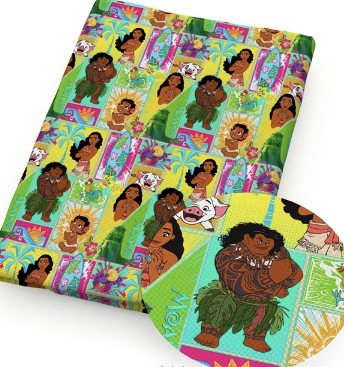 Disney Princess Moana Maui Polycotton Fabric - Half Yard (18” x 55”) 1238850