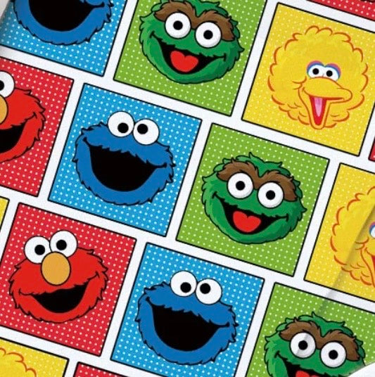 Sesame Street Muppets Elmo Cookie Monster Character Polycotton Fabric - Half Yard (18” x 55”) 10466