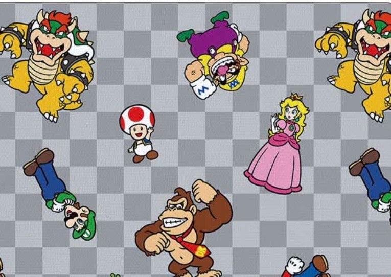 Super Mario Toad Luigi Bowser Princess Peach game Polycotton Fabric - Half Yard (18” x 55”) 32342