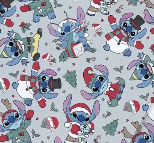 Disney Stitch Alien Christmas Polycotton fabric - Half Yard (18” x 55”) 44266