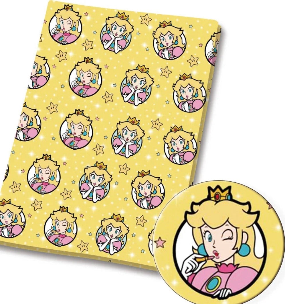 Super Mario Princess Peach game Polycotton Fabric - Half Yard (18” x 55”) 38890