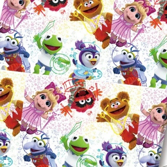 Muppet Babies Kermit Frog Miss Piggy Character Polycotton Fabric - Half Yard (18” x 55”) 84071