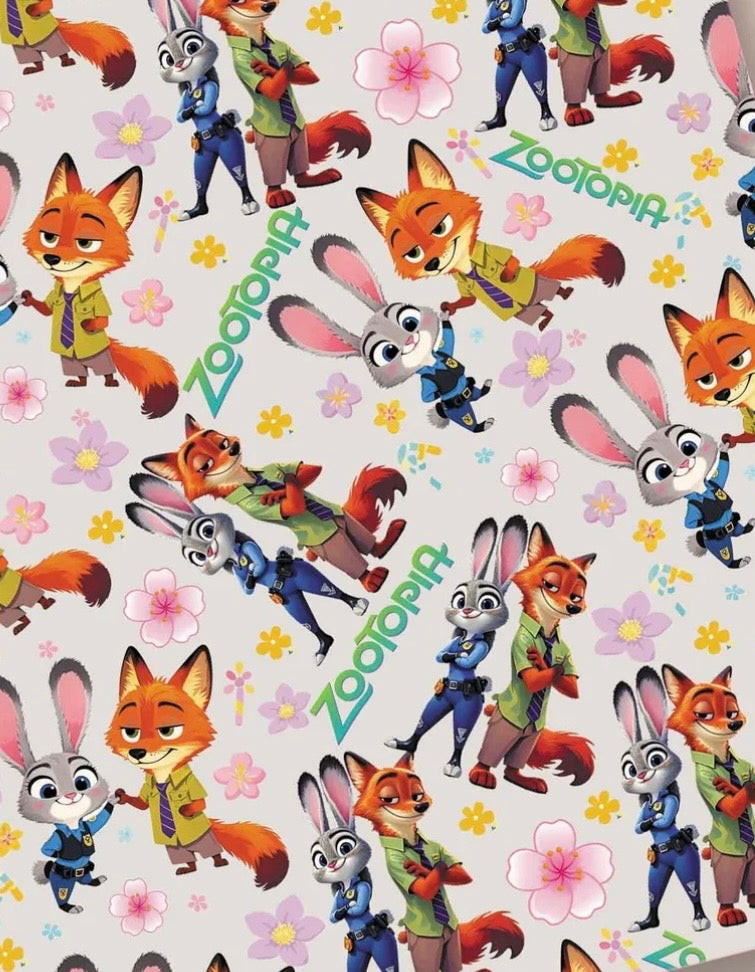 Disney Zootopia Zootropolis Judy Hopps Nick Wilde Polycotton Fabric - Half Yard (18” x 55”) 14545