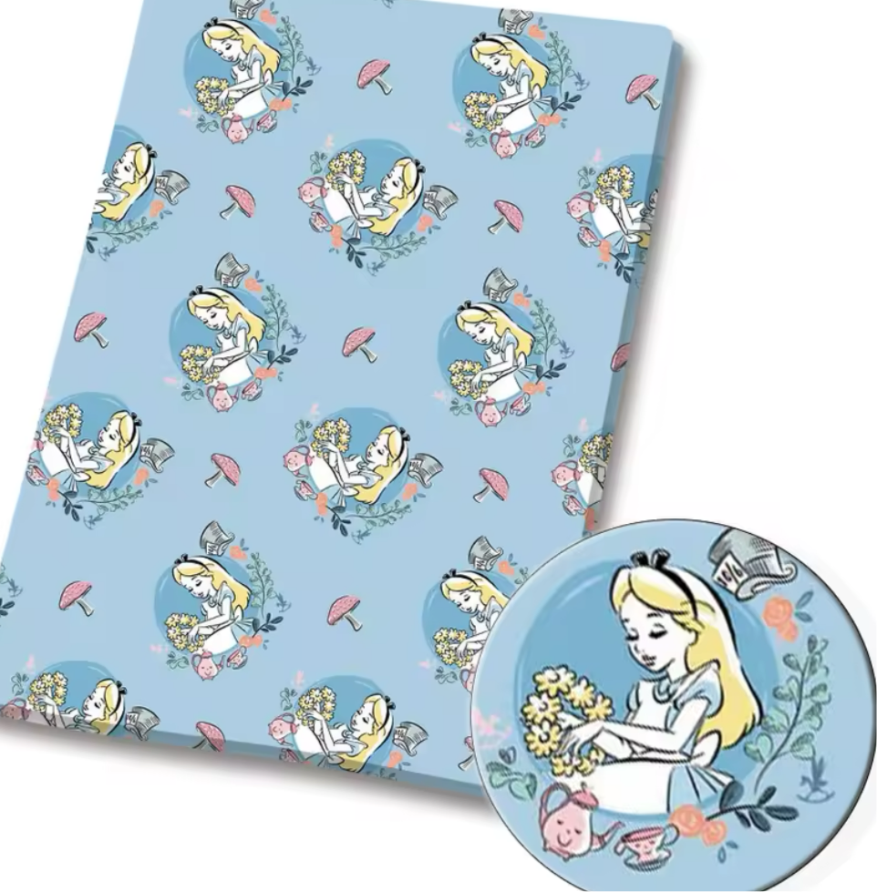 Alice in Wonderland polyCotton Fabric Half Yard (18” x 55”)